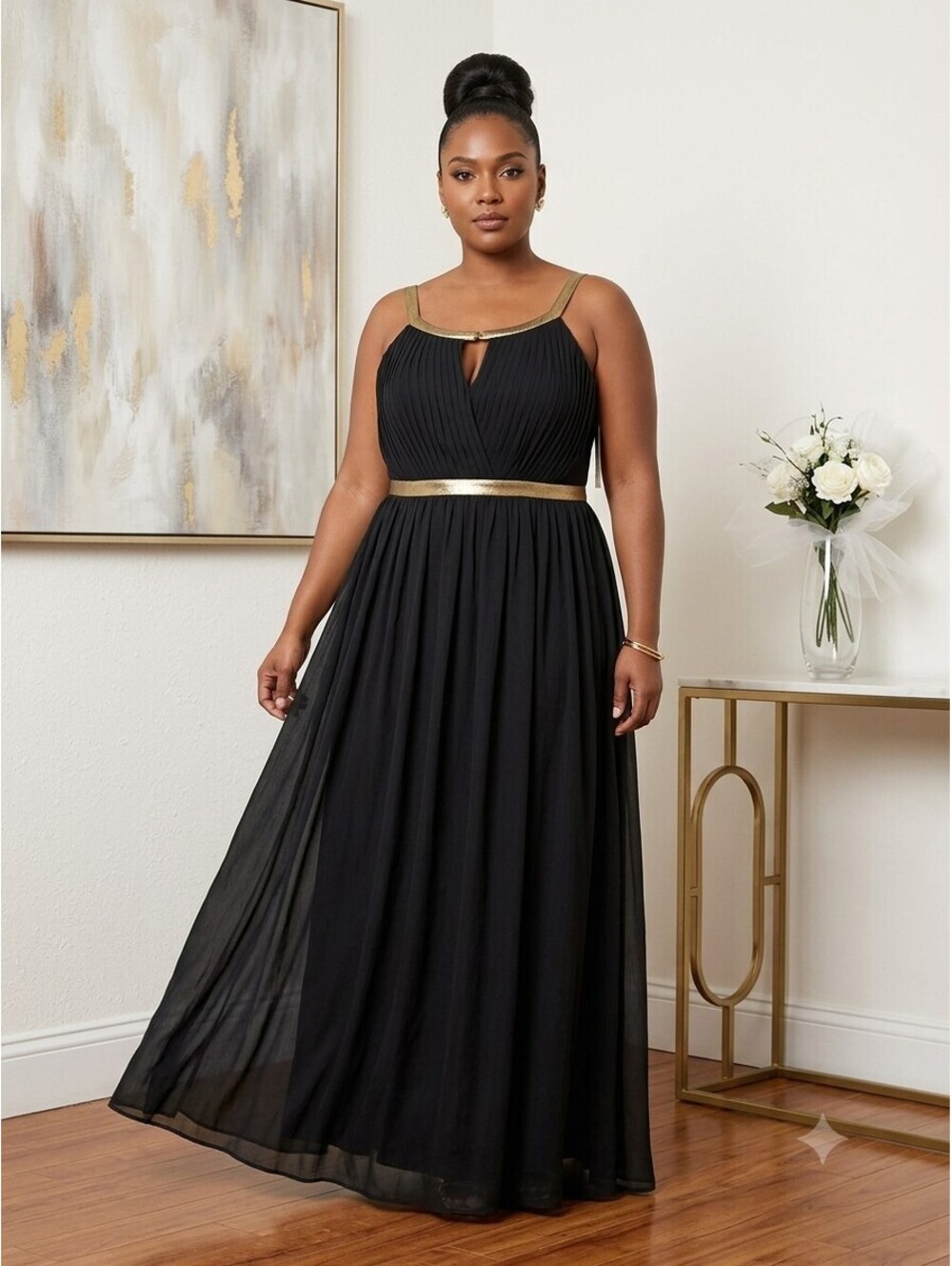 Miss Mint Always & Forever" Black Chiffon Evening Gown